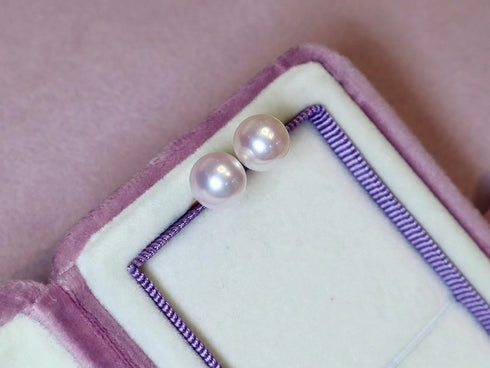 8-8.5mm White Akoya Pearl Stud Earrings
